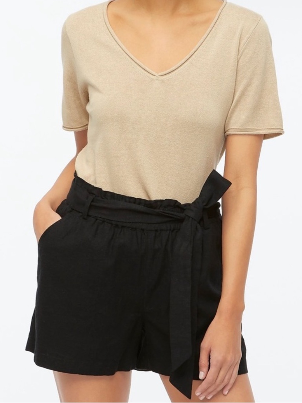 J Crew Paper Bag Shorts Linen Blend Tie Belted Waist Pull On